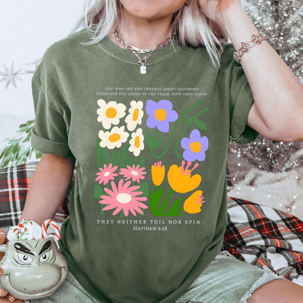 They Neither Toil Nor Spin Christian Washed T-Shirt