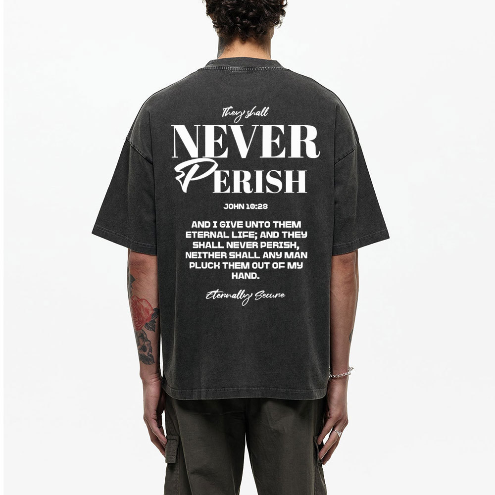 They Shall Never Perish Christian Washed T-Shirt