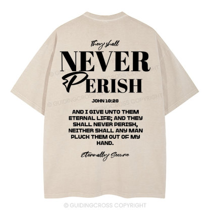 They Shall Never Perish Christian Washed T-Shirt