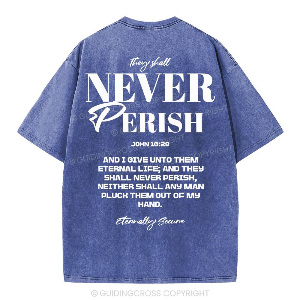 They Shall Never Perish Christian Washed T-Shirt