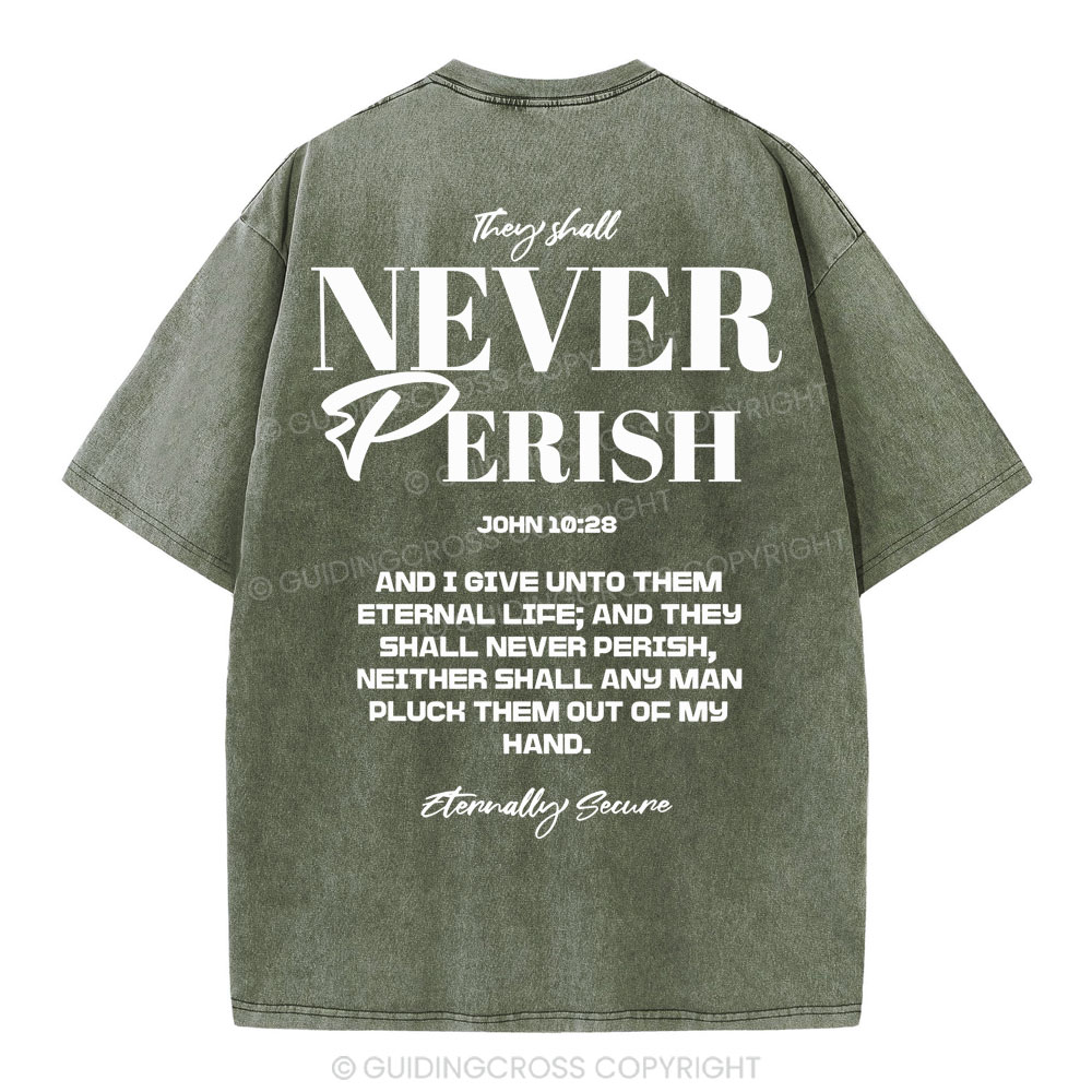 They Shall Never Perish Christian Washed T-Shirt