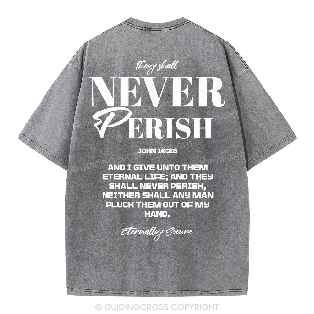 They Shall Never Perish Christian Washed T-Shirt