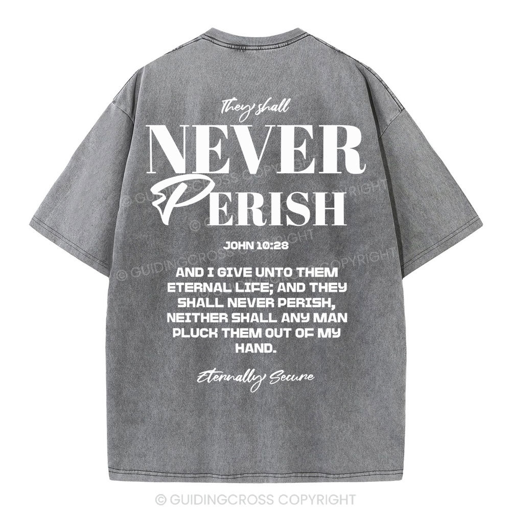 They Shall Never Perish Christian Washed T-Shirt