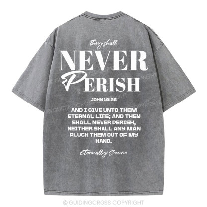 They Shall Never Perish Christian Washed T-Shirt