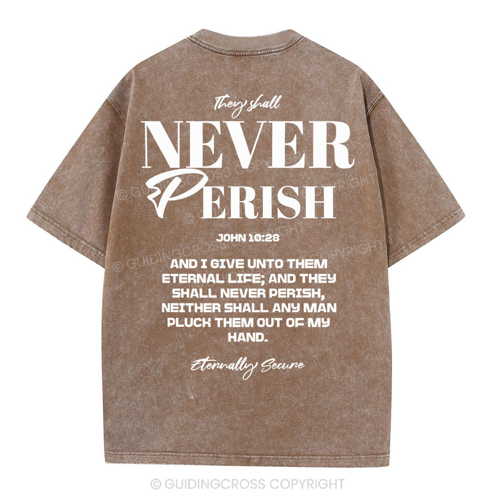 They Shall Never Perish Christian Washed T-Shirt