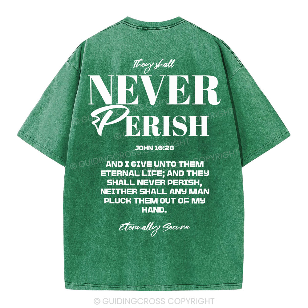 They Shall Never Perish Christian Washed T-Shirt