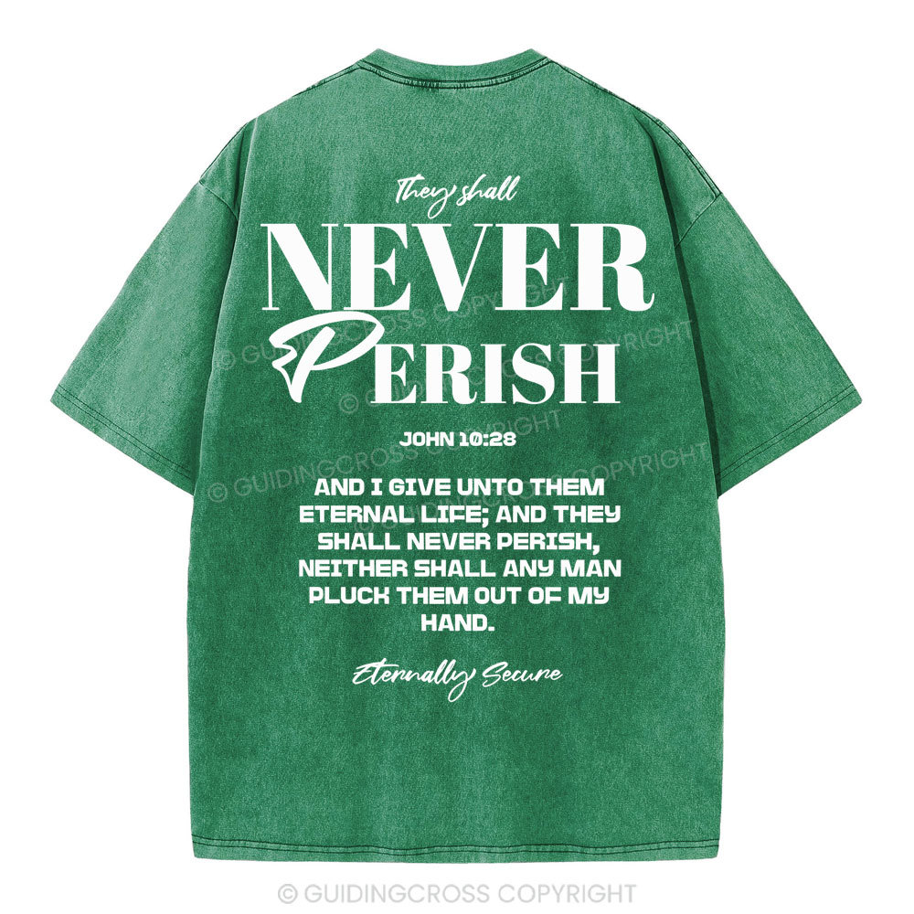 They Shall Never Perish Christian Washed T-Shirt