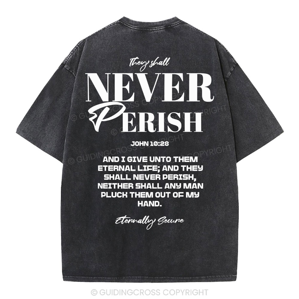 They Shall Never Perish Christian Washed T-Shirt