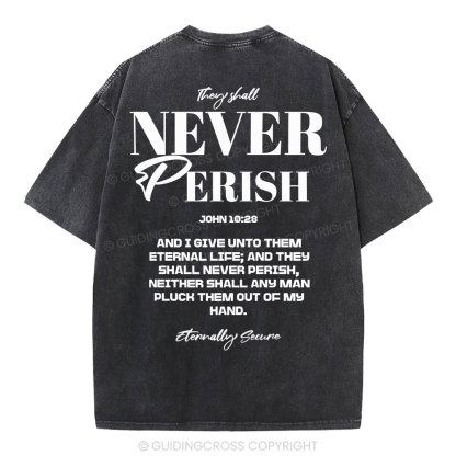 They Shall Never Perish Christian Washed T-Shirt