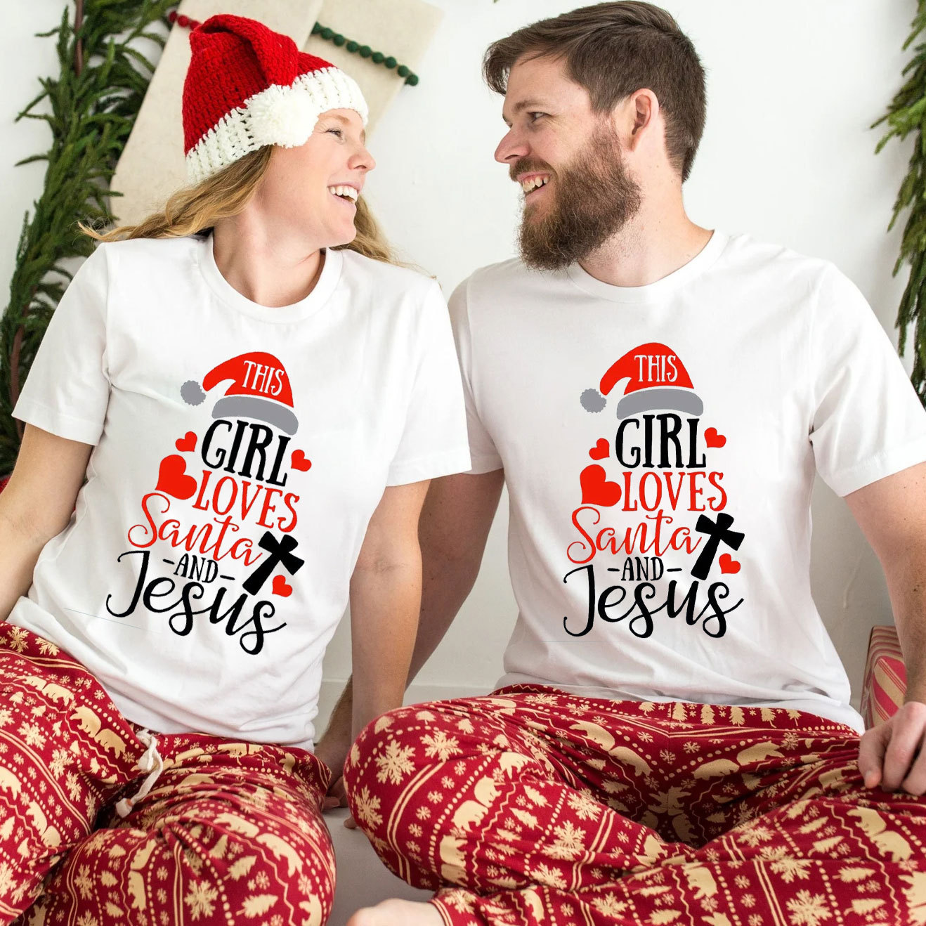 This Girl Love Santa And Jesus Christian Christmas T-Shirt