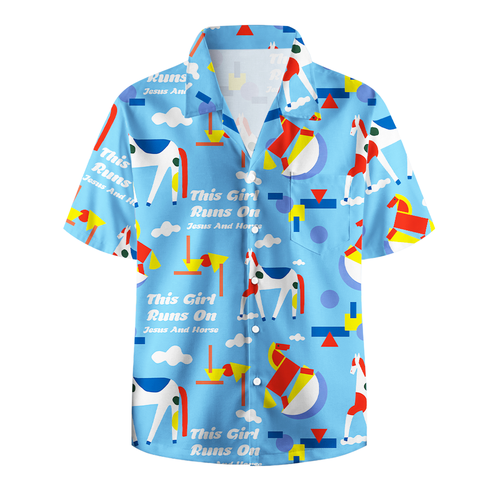 This Girl Runs On Jesus And Horse Christian Hawaiian Shirt