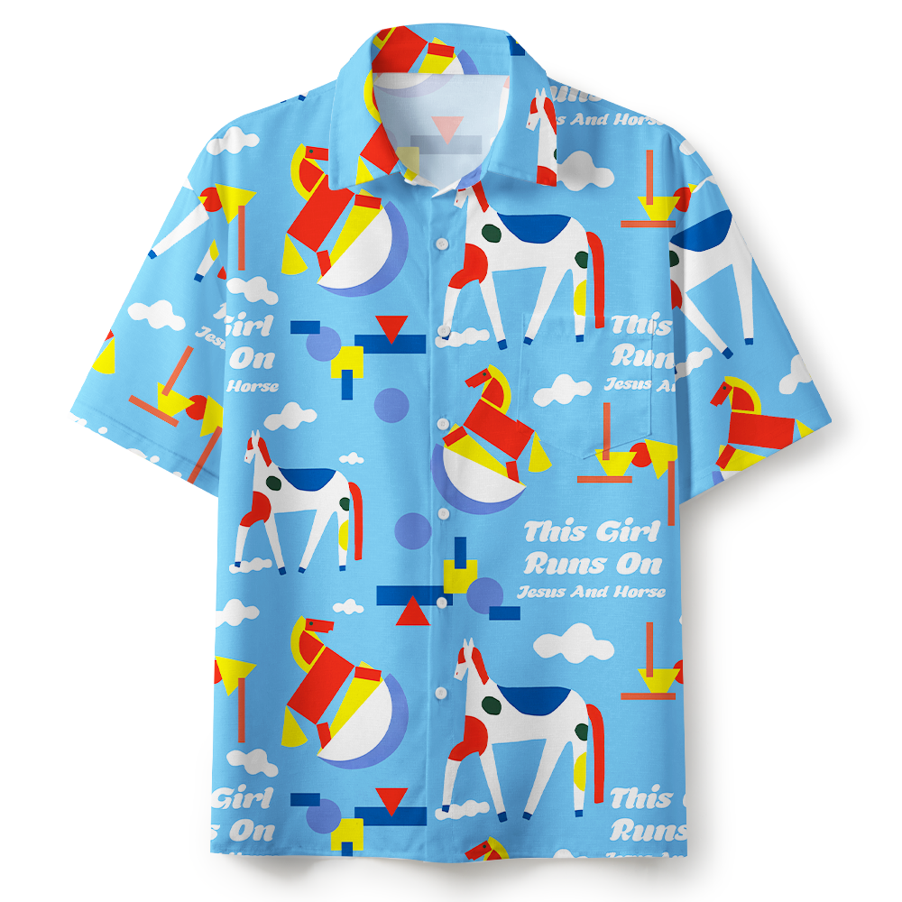 This Girl Runs On Jesus And Horse Christian Hawaiian Shirt