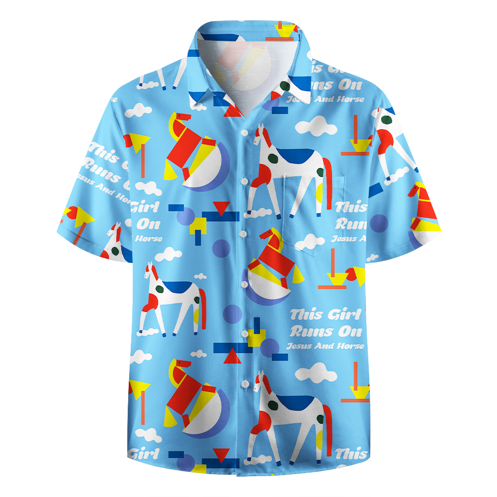 This Girl Runs On Jesus And Horse Christian Hawaiian Shirt