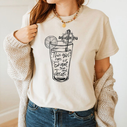 This Girl Runs Or Sweet Tea And Jesus Christian T-Shirt