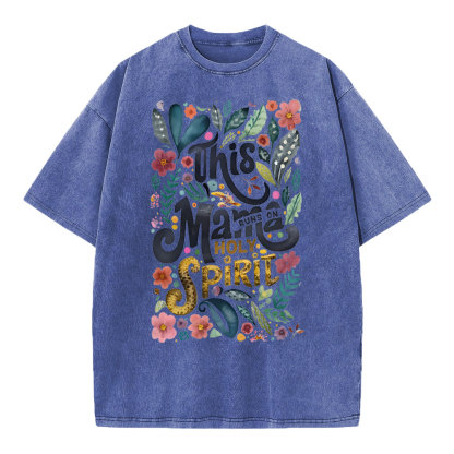 This Mama Runs On Holy Spirit Christian Washed T-Shirt