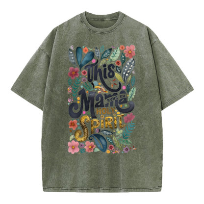 This Mama Runs On Holy Spirit Christian Washed T-Shirt