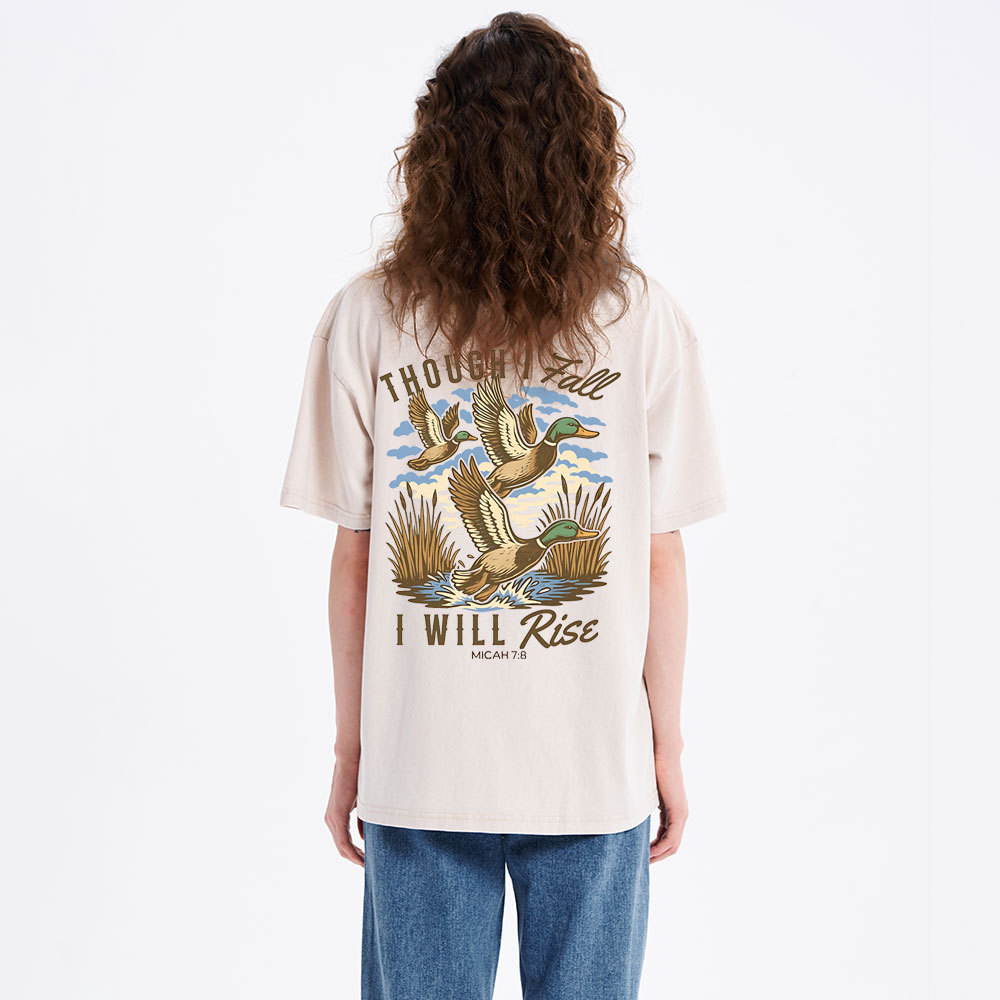 Though I Fall I Will Rise Christian Washed T-Shirt