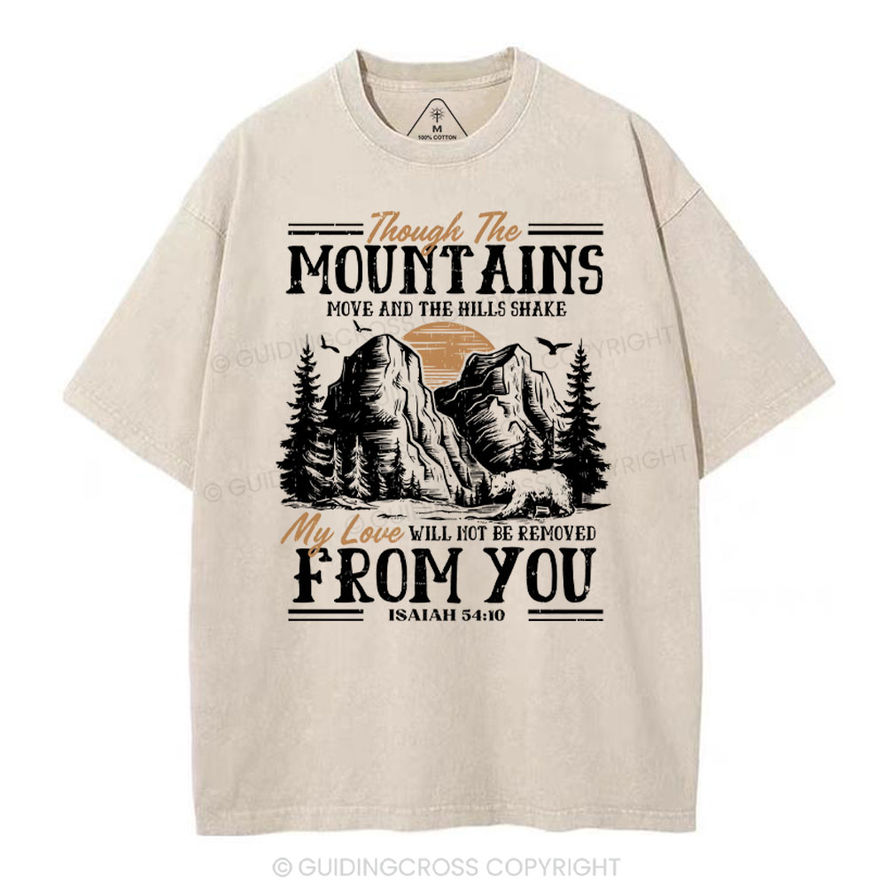 Though The Mountains Christian Washed T-Shirt