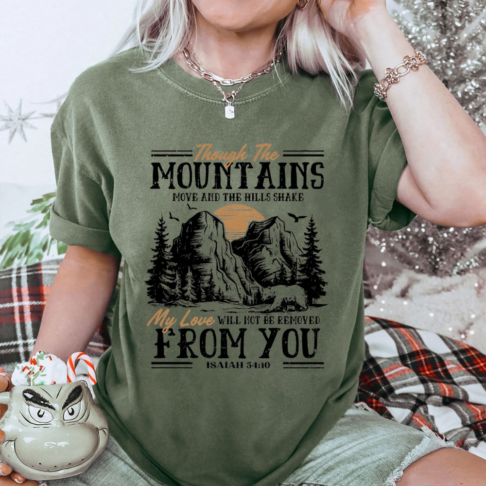 Though The Mountains Christian Washed T-Shirt