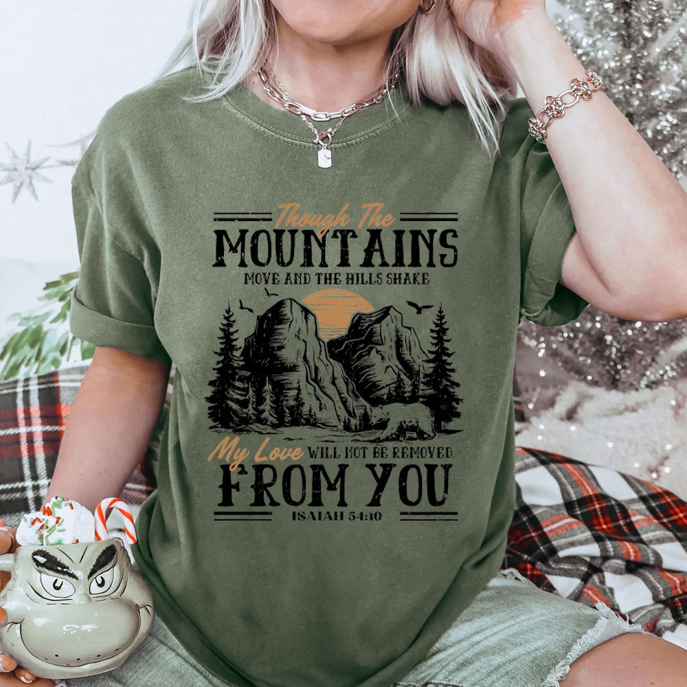 Though The Mountains Christian Washed T-Shirt