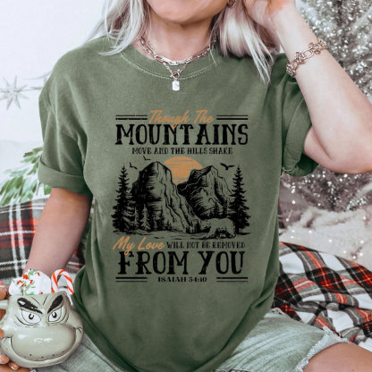 Though The Mountains Christian Washed T-Shirt