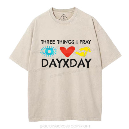 Three Things I Pray Everyday Christian Washed T-Shirt