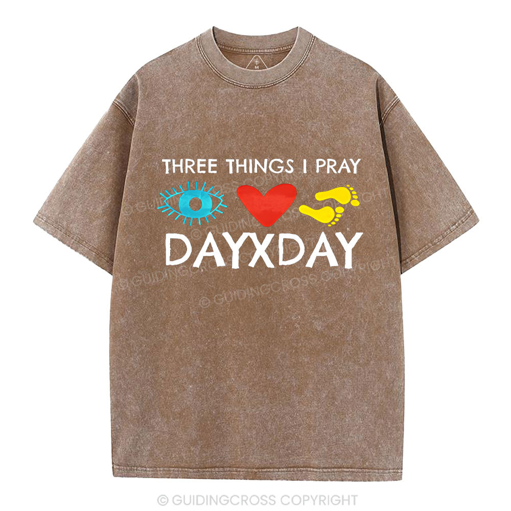 Three Things I Pray Everyday Christian Washed T-Shirt