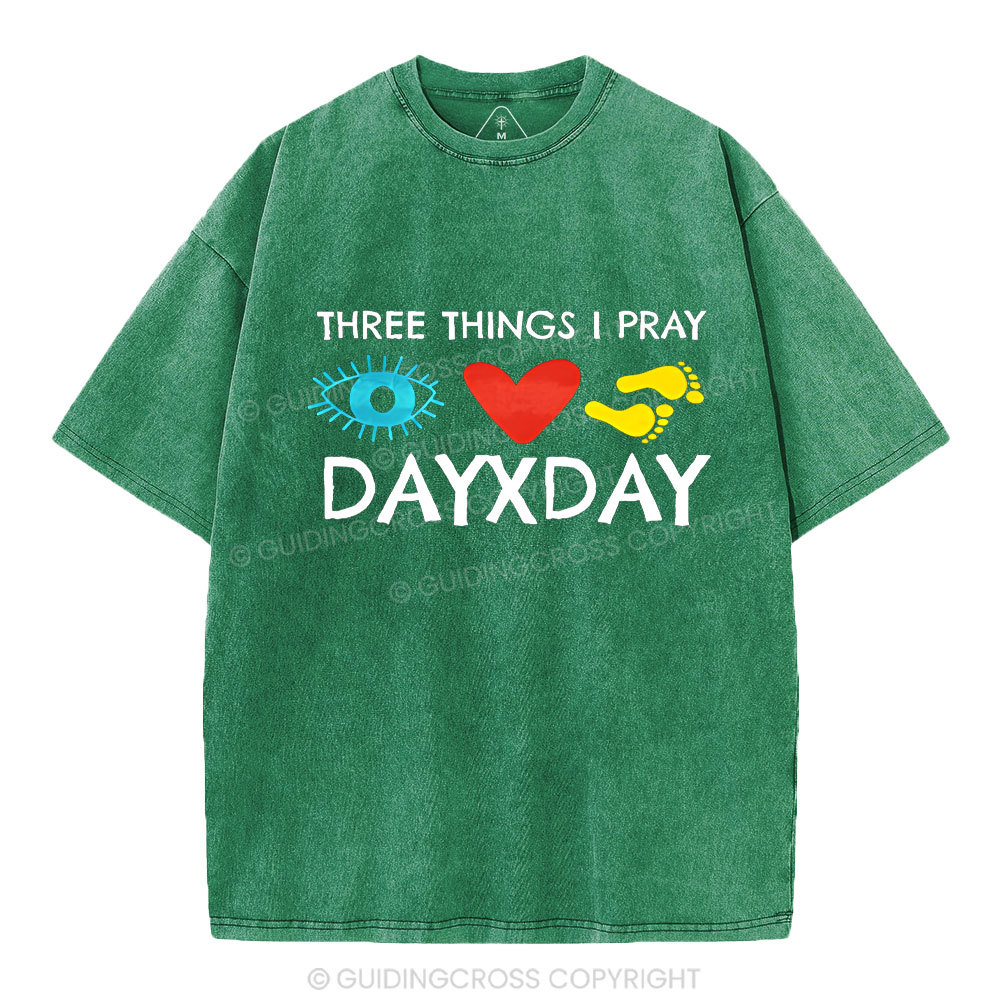 Three Things I Pray Everyday Christian Washed T-Shirt