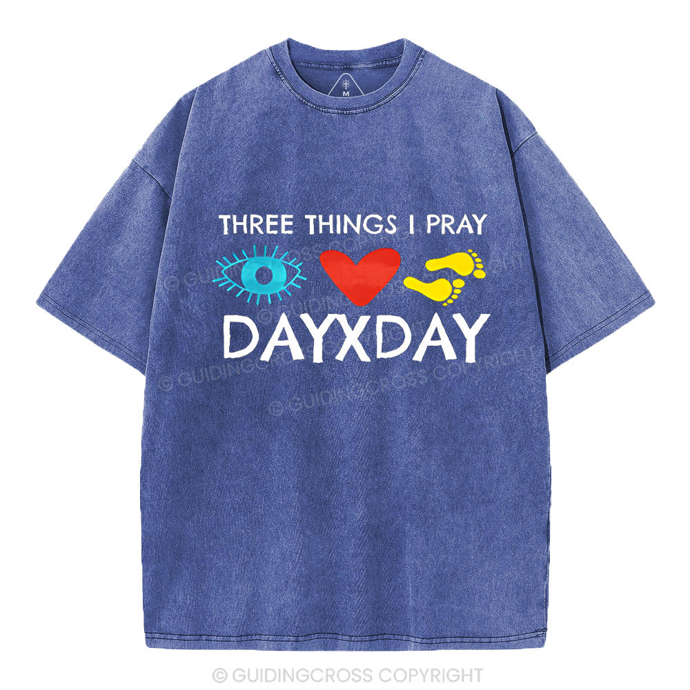 Three Things I Pray Everyday Christian Washed T-Shirt