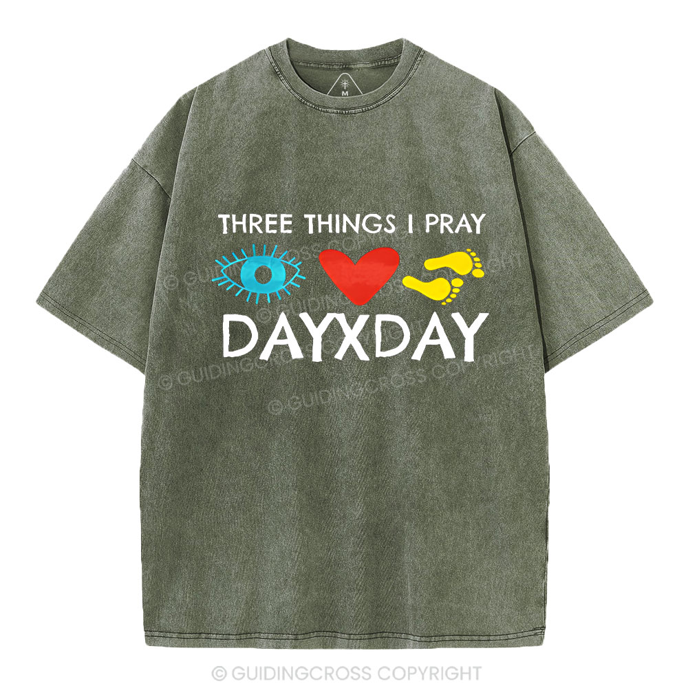 Three Things I Pray Everyday Christian Washed T-Shirt