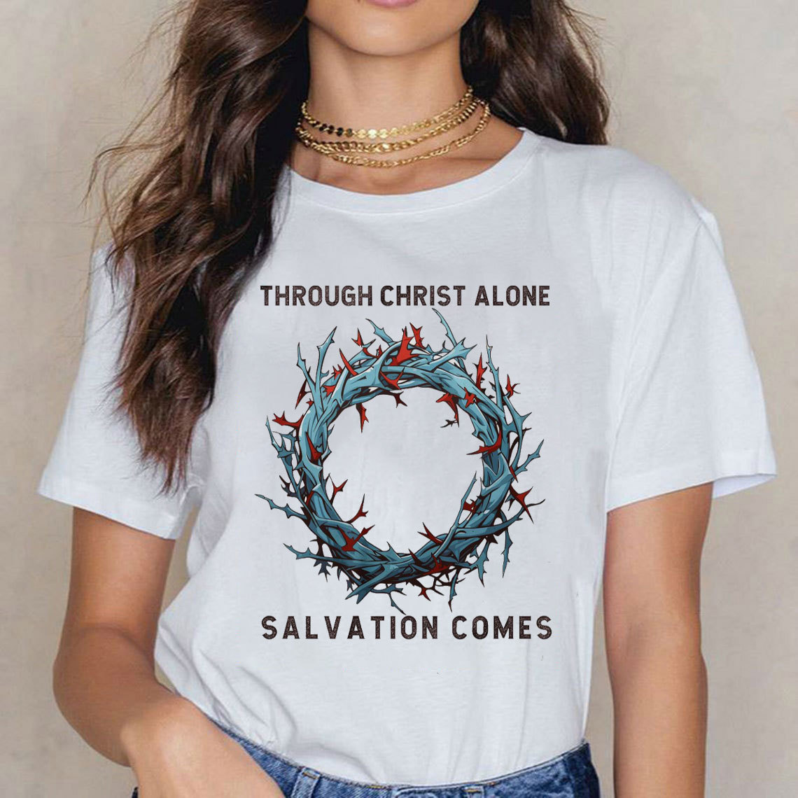 Through Christ Alone Salvation Comes Christian T-Shirt