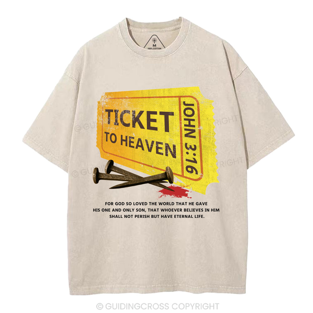 Ticket To Heaven Christian Washed T-Shirt