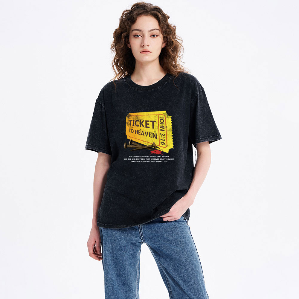 Ticket To Heaven Christian Washed T-Shirt