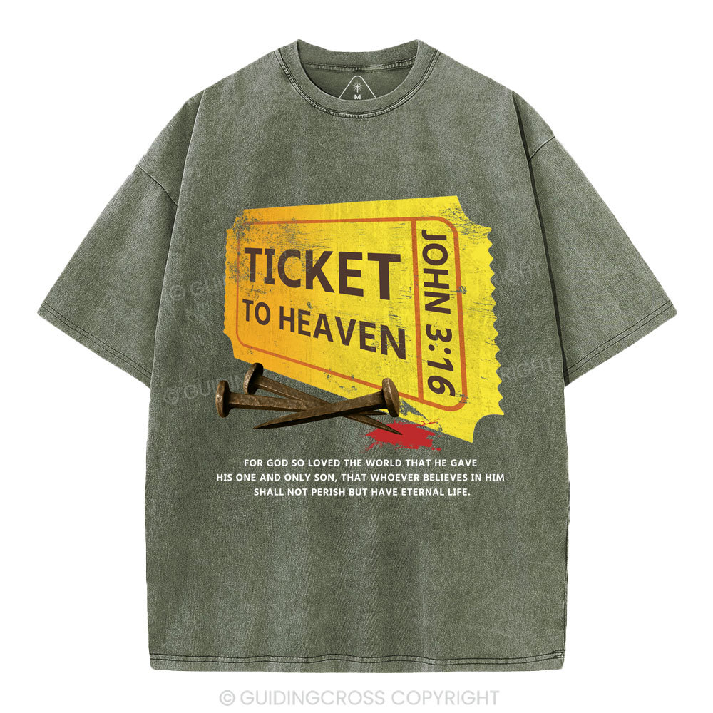 Ticket To Heaven Christian Washed T-Shirt