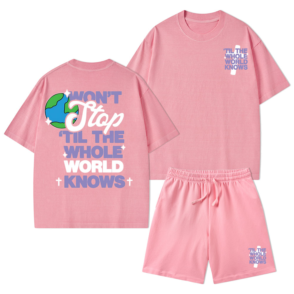 Til The Whole World Knows Christian Washed T-Shirt & Shorts