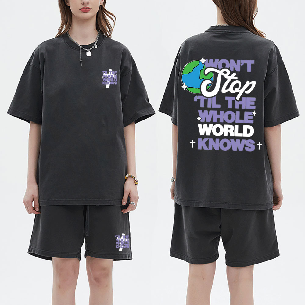 Til The Whole World Knows Christian Washed T-Shirt & Shorts