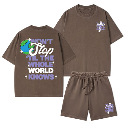 Til The Whole World Knows Christian Washed T-Shirt & Shorts