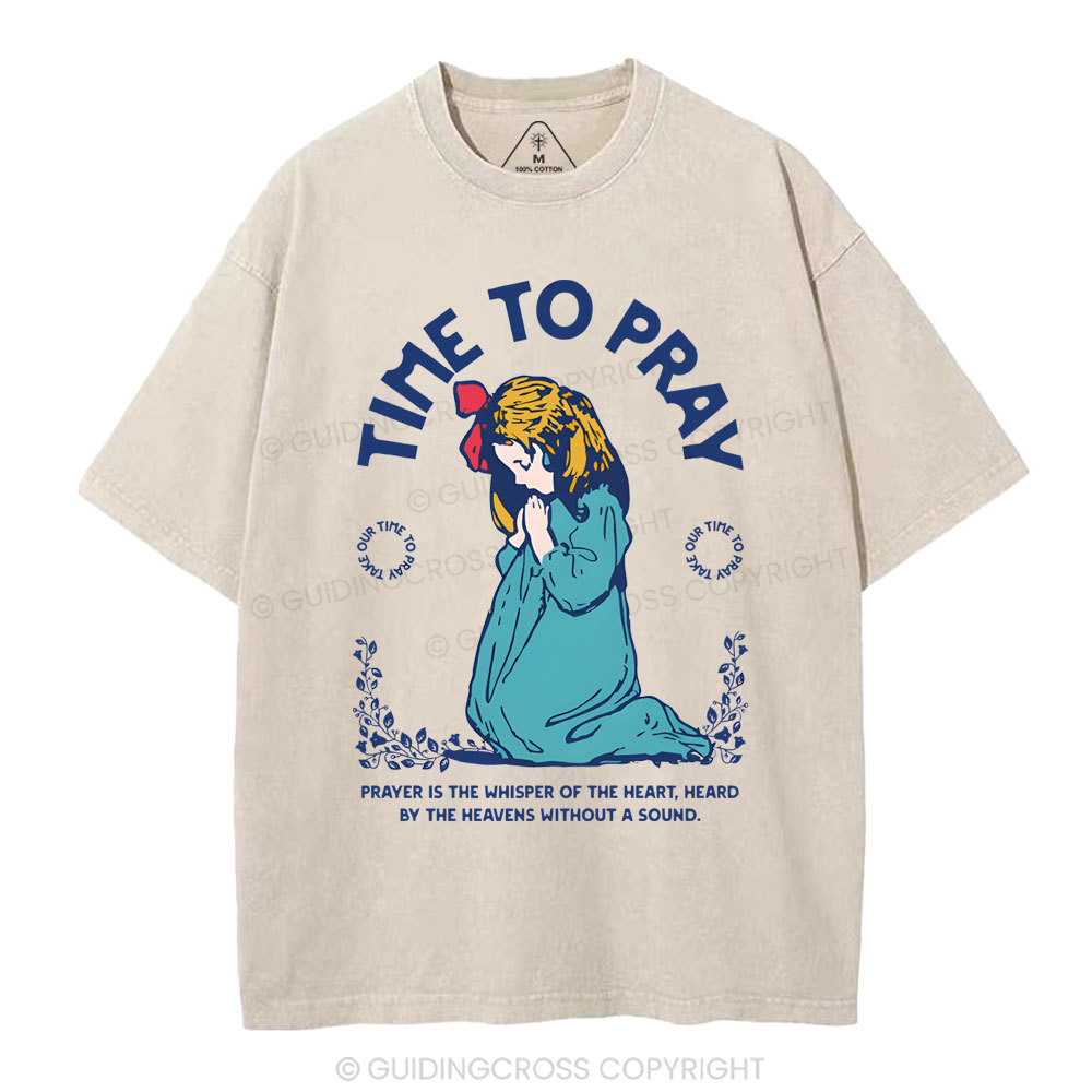 Time To Pray Christian Washed T-Shirt