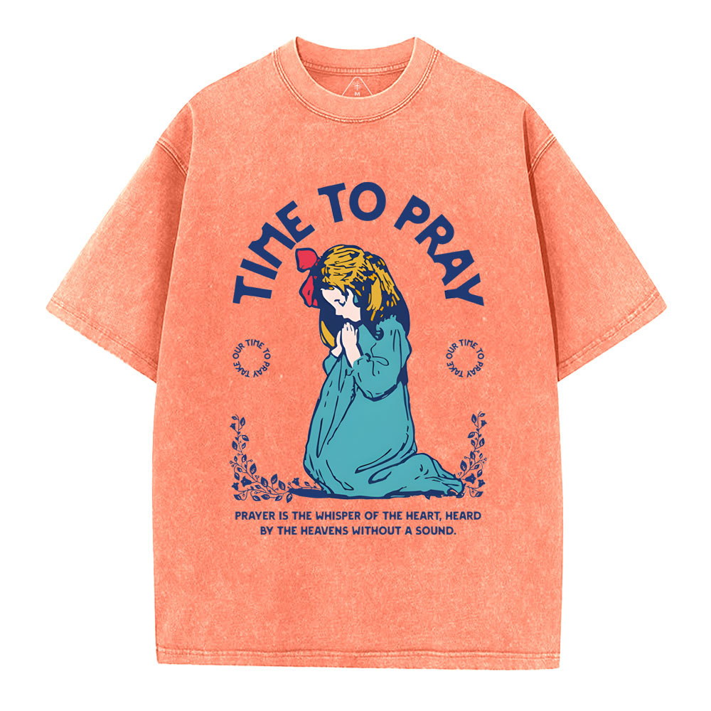 Time To Pray Christian Washed T-Shirt