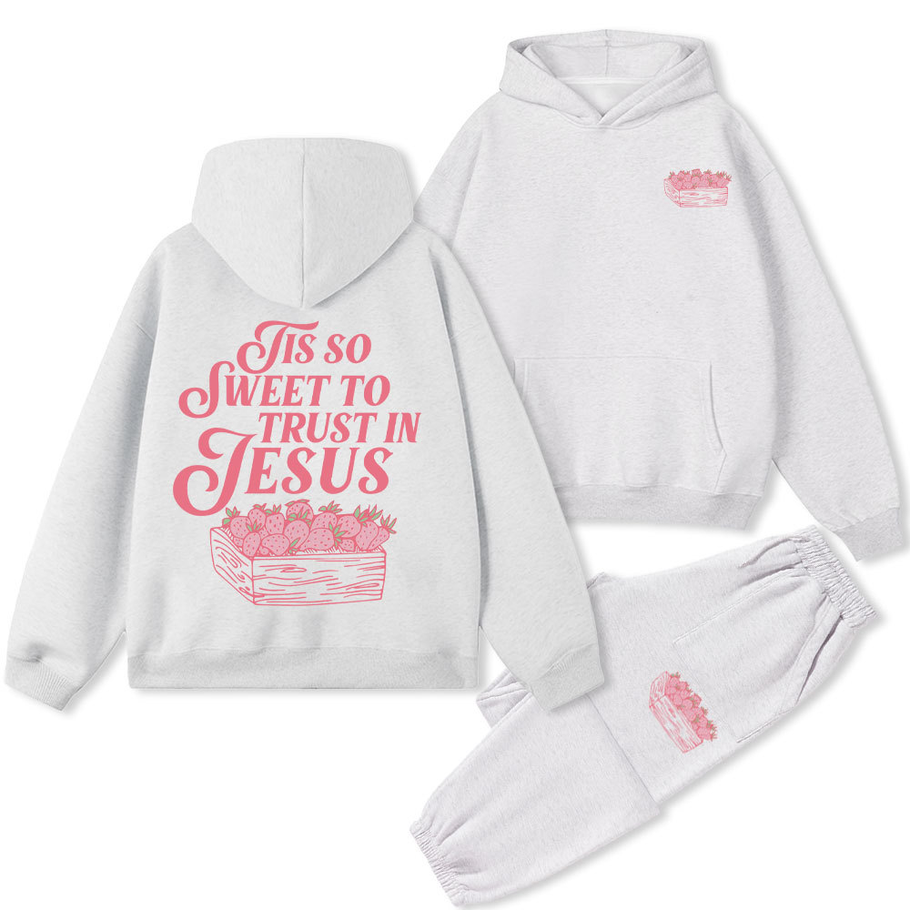 Tis So Sweet To Trust In Jesus Christian Premium Matching Fleece Hoodie Set