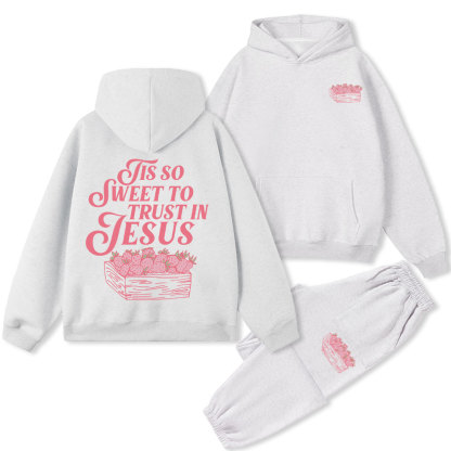 Tis So Sweet To Trust In Jesus Christian Premium Matching Fleece Hoodie Set
