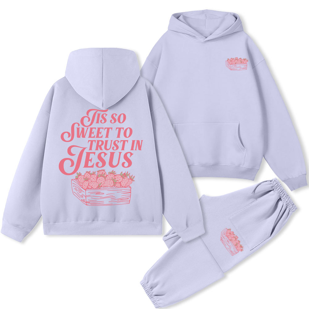 Tis So Sweet To Trust In Jesus Christian Premium Matching Fleece Hoodie Set