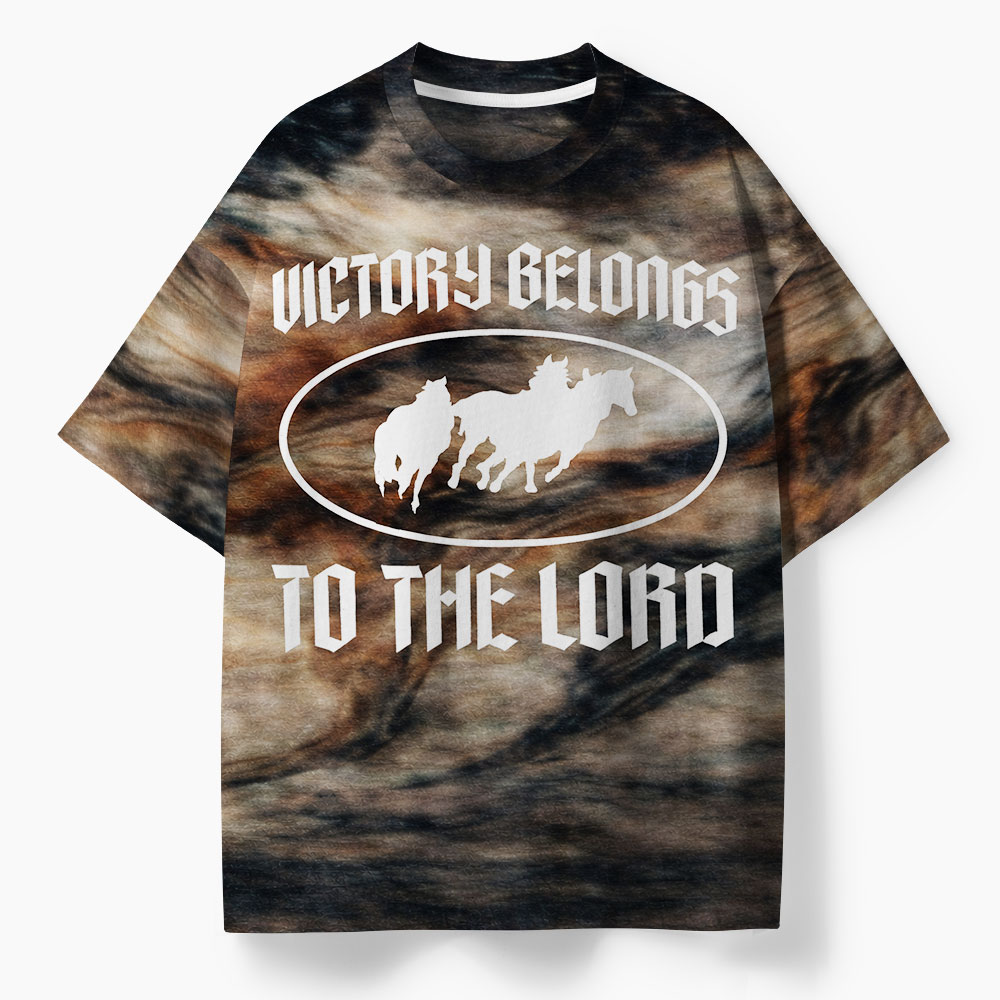 Victory Beongs To The Lord Oversized All-Over Print Christian T-Shirt
