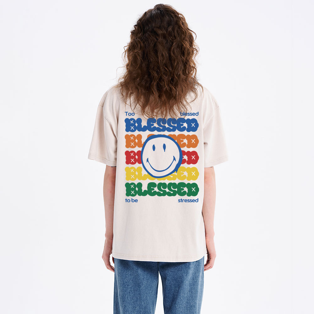 Too Blessed To Be Stressed Christian Washed T-Shirt
