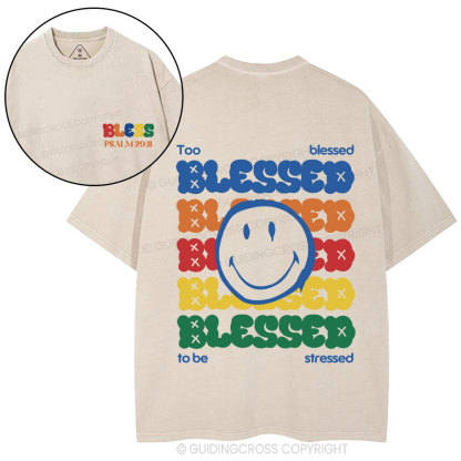 Too Blessed To Be Stressed Christian Washed T-Shirt
