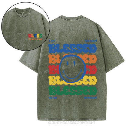 Too Blessed To Be Stressed Christian Washed T-Shirt