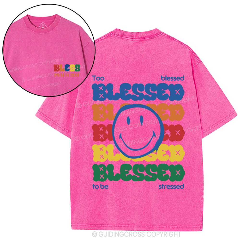 Too Blessed To Be Stressed Christian Washed T-Shirt
