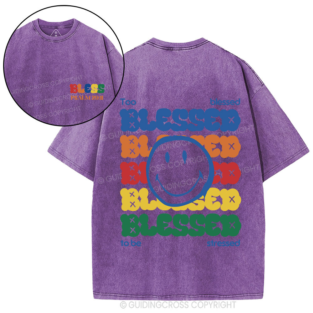 Too Blessed To Be Stressed Christian Washed T-Shirt