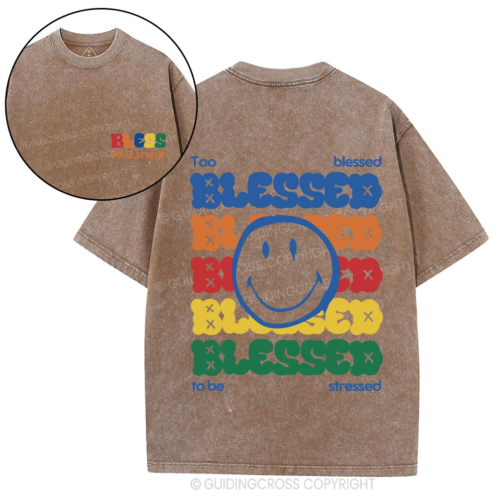 Too Blessed To Be Stressed Christian Washed T-Shirt