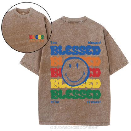 Too Blessed To Be Stressed Christian Washed T-Shirt